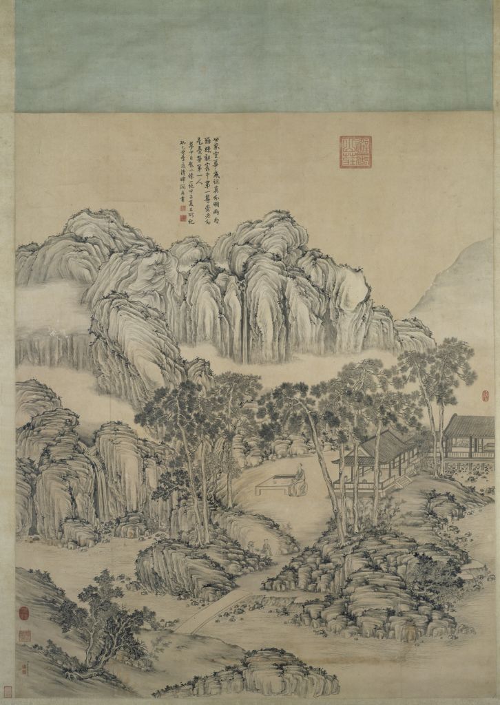 图片[1]-Dong Bangda Emperor Qianlong Pine Shade Summer Relieving Map Axis-China Archive